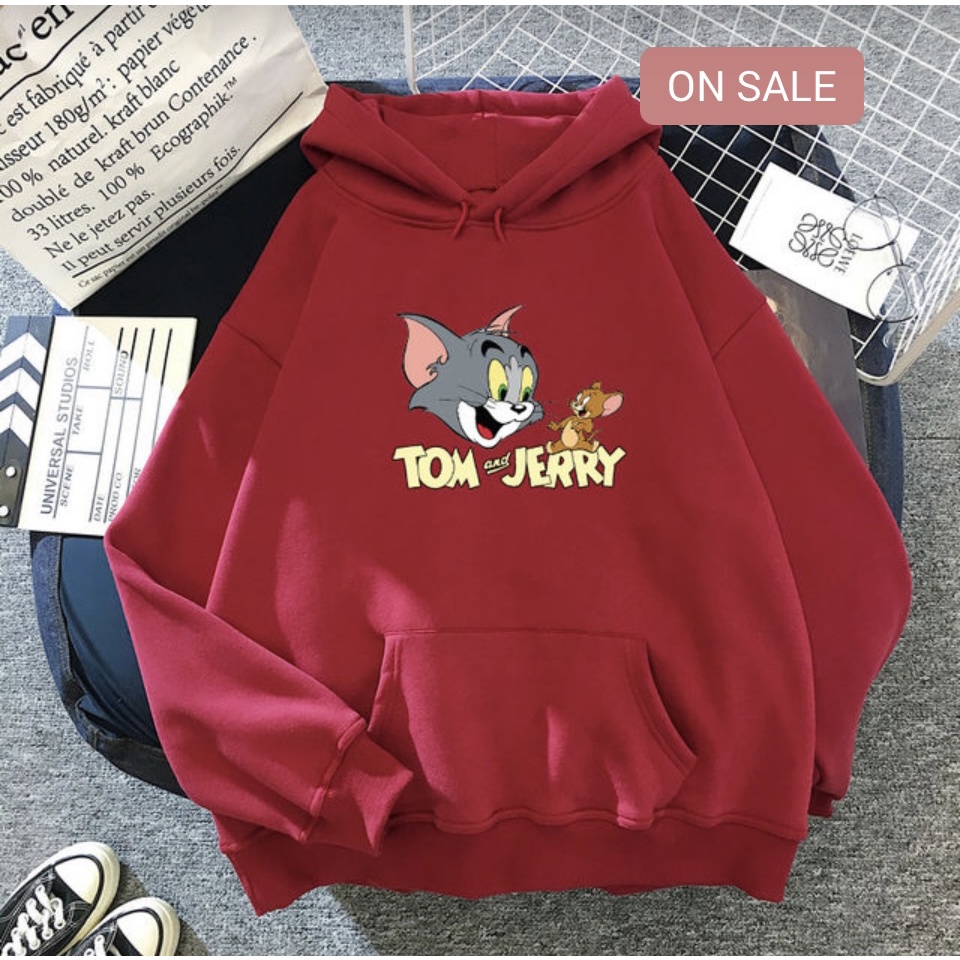 TOMJERRY Jumper Hoodie II  Sweater Hoodie Trendy II Sweter Oblong Topi Sz M - XL ( Pria &amp; Wanita / Anak &amp; Dewasa )