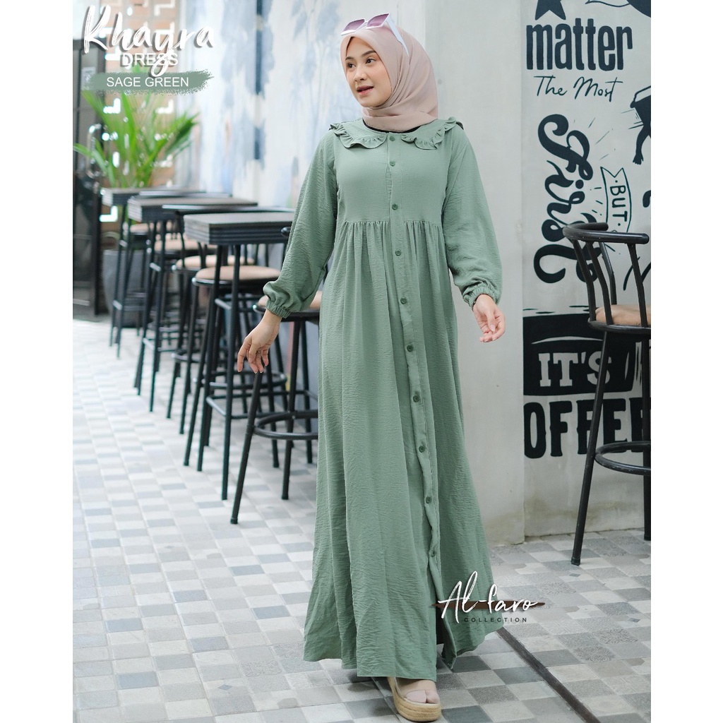 BARU Gamis Khayra Dress ori alfaro collection  putih hitam polos murah remaja muslim black hitam