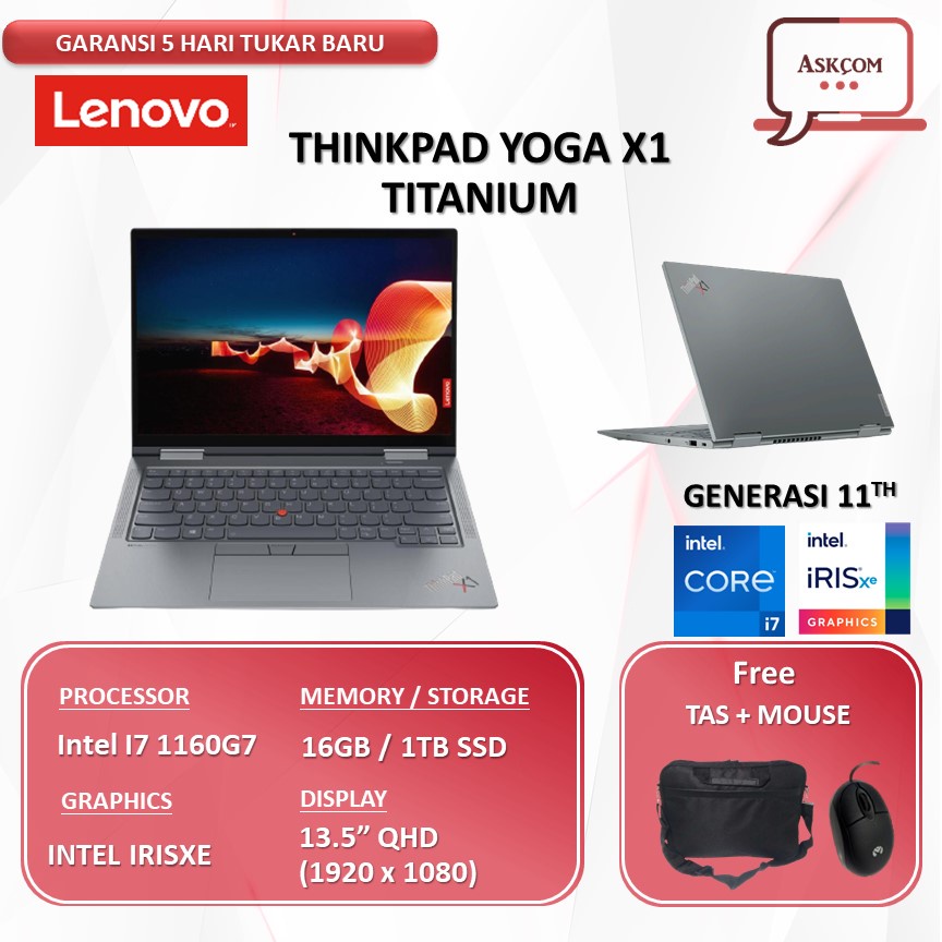 Laptop Business Lenovo Thinkpad Yoga X1 Titanium 2IN1 Touch I7 1160G7 16GB 1TBSSD 13.5QHD IPS W10PRO