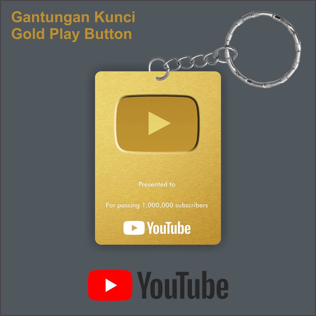 Jual Gantungan Kunci Play Button Youtube Gold Play Button Youtubee