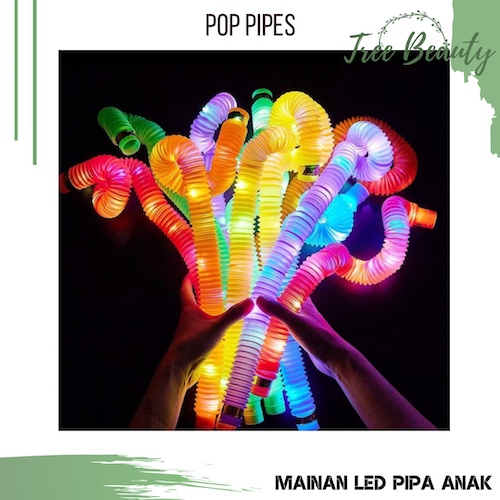 Pop Pipes Mainan Viral CEV Light Up Pop Tubes Pop Pipes Mainan Lampu Stick Pipa Selang Fidget Toy