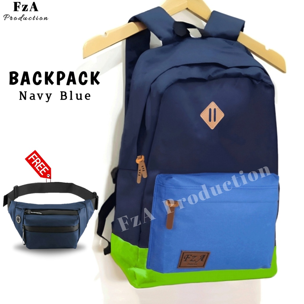 Tas Ransel  Punggung Distro Casual Pria Wanita / Tas Ransel Laptop Original FzA FREE Tas Waistbag Trendy