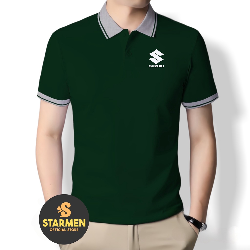 Kaos Polo Atasan Tshirt Pria Kerah Wangki Big List Logo SUZUKI