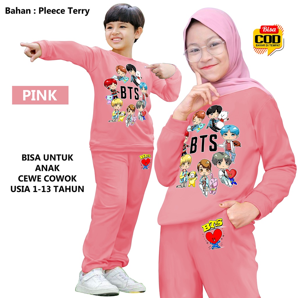 BISA COD&amp;GRATIS ONGKIR TM 0004 Setelan Anak BTS BT21, Setelan Training Olahraga Anak