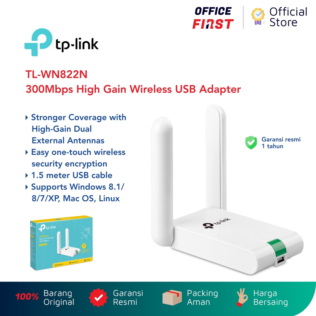 TP-Link TL-WN822N 300 Mbps High Gain Wireless USB Adapter TLWN822N