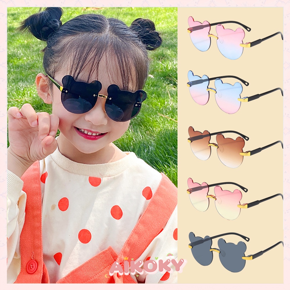 Aikoky Kacamata Hitam Anak Kacamata Fashion Bear korea anak Anti UV
