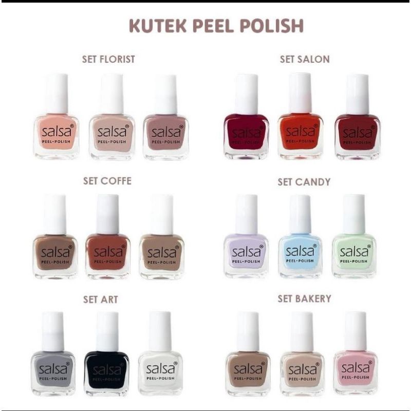 Kutek Peel Off Salsa (1 set isi 3pcs) | Kutek bisa dikelupas | kutek peel off | kutek bisa dikletek