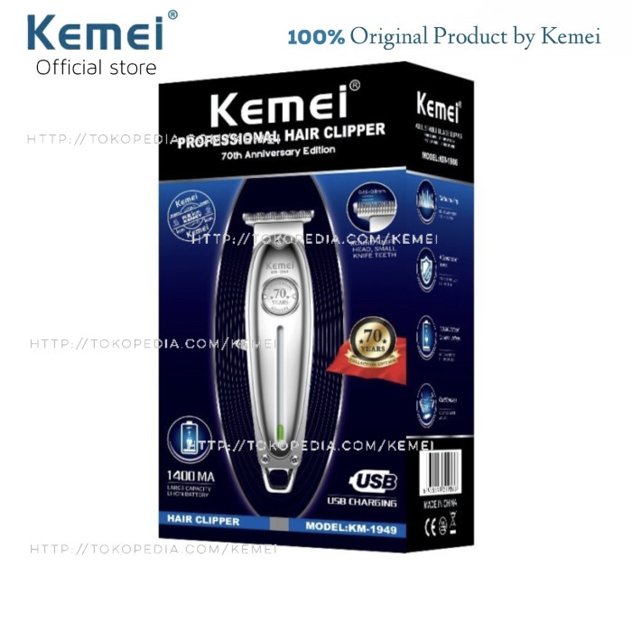 ALAT CUKUR RAMBUT KEMEI KM-1949 HAIR CLIPPER TRIMMER DETAILER KM 1949