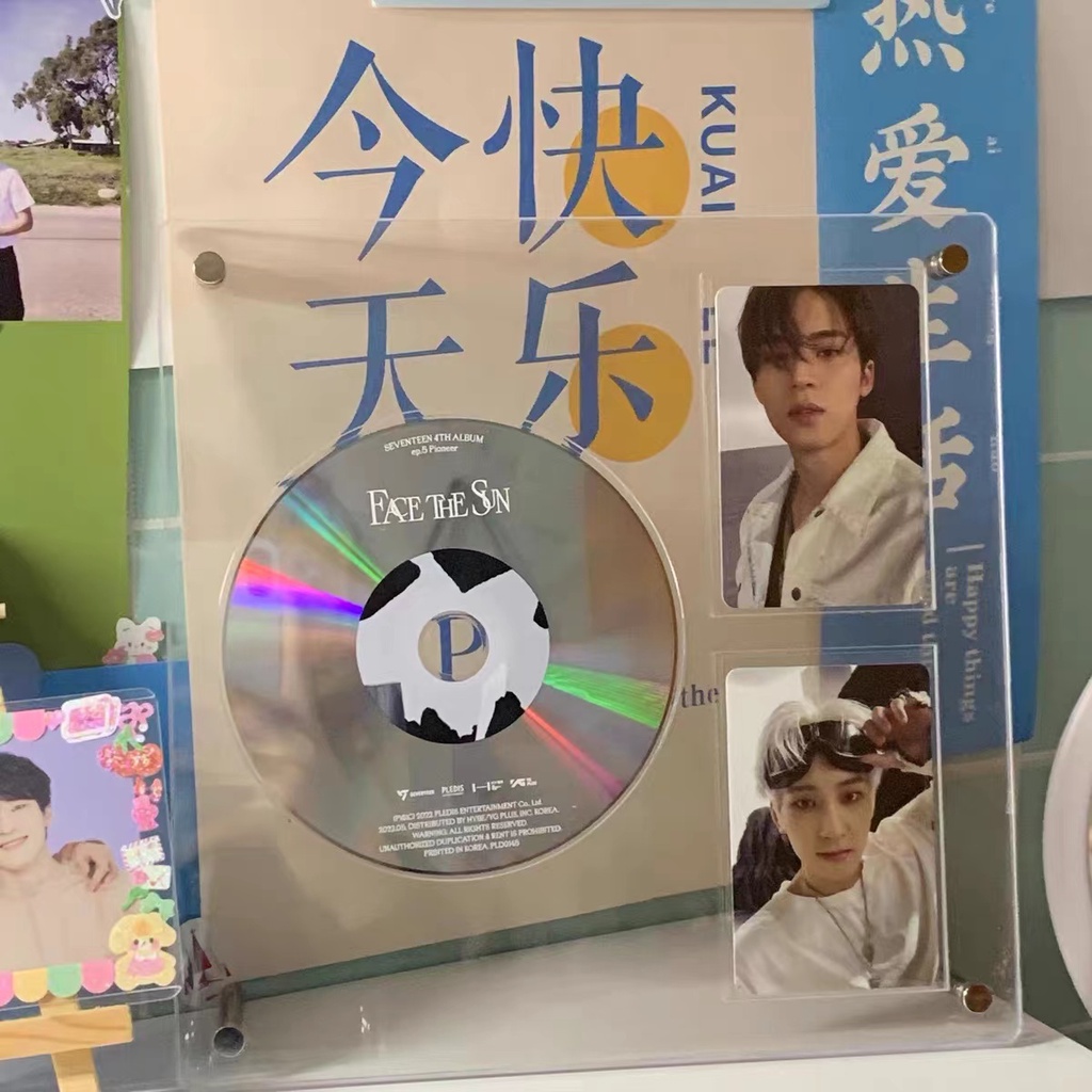 2per3slot Bingkai Foto CD &amp; Kartu Magnetik Akrilik Dengan Holder Untuk Idol Music CD Photocard Collect Desktop Display Dekorasi Case