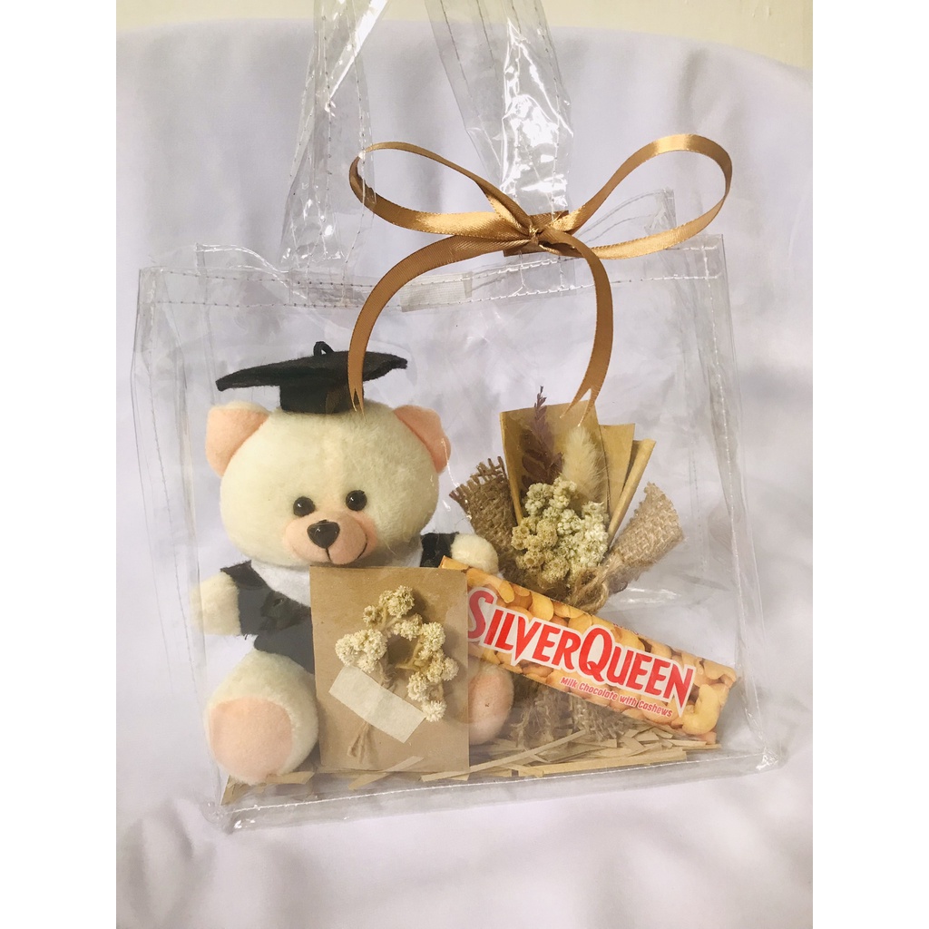 hampers kado gift hadiah wisuda ulang tahun tas mika boneka teddy bear mini with mini bucket dried f