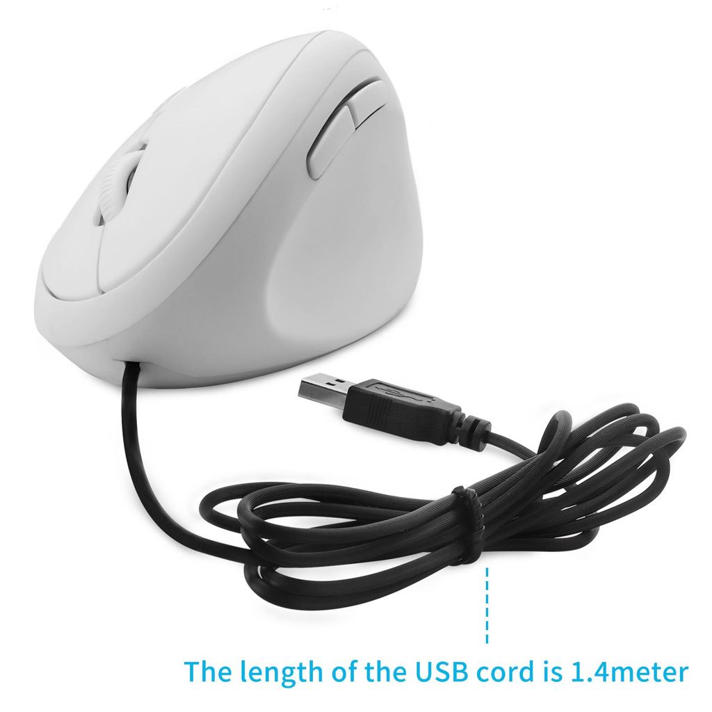 Bhite Mouse Vertikal Kabel Mouse Ergonomis Mouse Gaming Adjustable DPI 800-1200-1600 Mouse Untuk PC Laptop