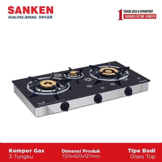 Sanken SG-533FS Kompor Gas Kaca 3 Tungku silahkan di pesan