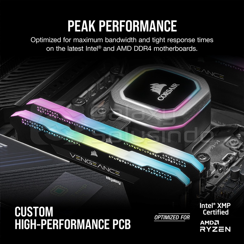 Corsair Vengeance RGB PRO SL 16GB (2 x 8GB) DDR4 3200MHz - Black CMH16GX4M2C3200C18 Memory RAM