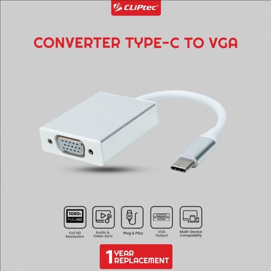 Converter CLIPtec CL-CC CV TYPE-C To VGA Display Adapter