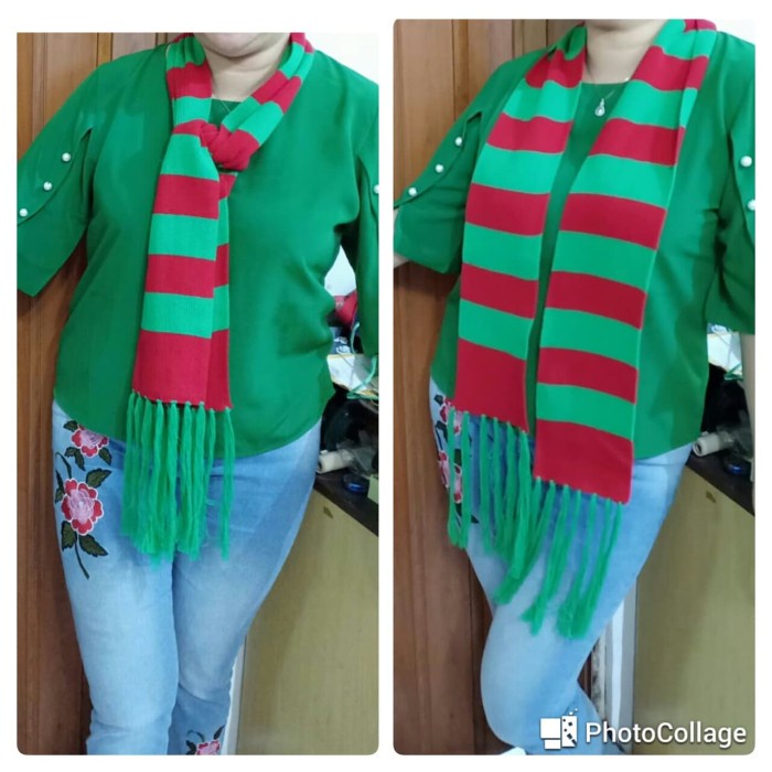 SYALL SYAL SCARF SHAWL RAJUT NATAL MERAH HIJAU GROSIR