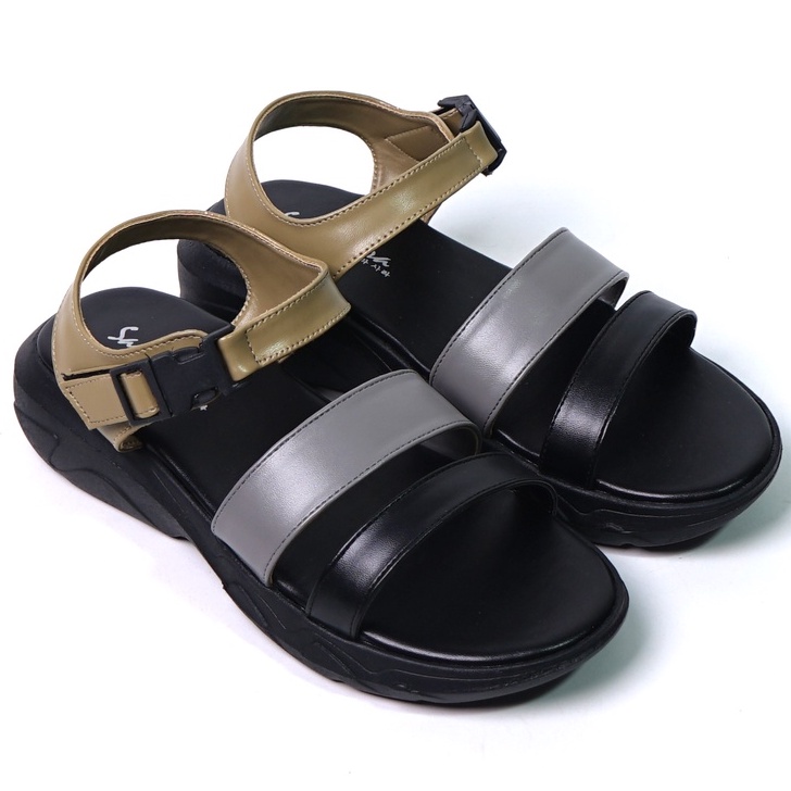 SARASARA YUK - CLARA Sepatu Sandal Wanita Wedges Tinggi 4cm Size 36 - 40 Model Silang dua Tali Strap Belakang Hak Sedang Sendal Gunung Cewek 37 38 39 SARA SARA Warna Grey Abu Hitam Putih Kekinian Premium Terbaru Shoes Ori Original Mall Official Store