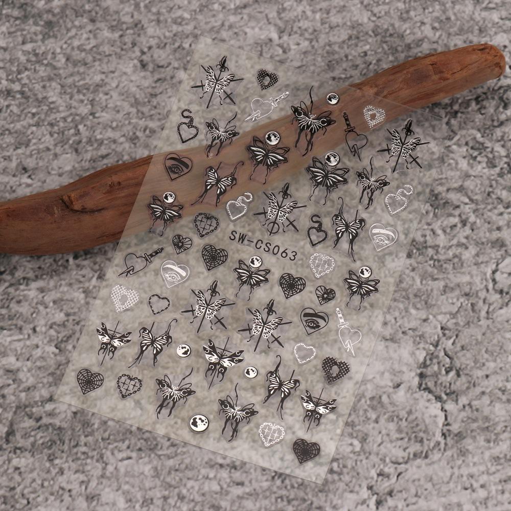 Mxbeauty Stiker Kuku Kupu-Kupu Wanita Korea Bulan Jantung Nail Stickers Bronzing Butterfly Nail Art Dekorasi