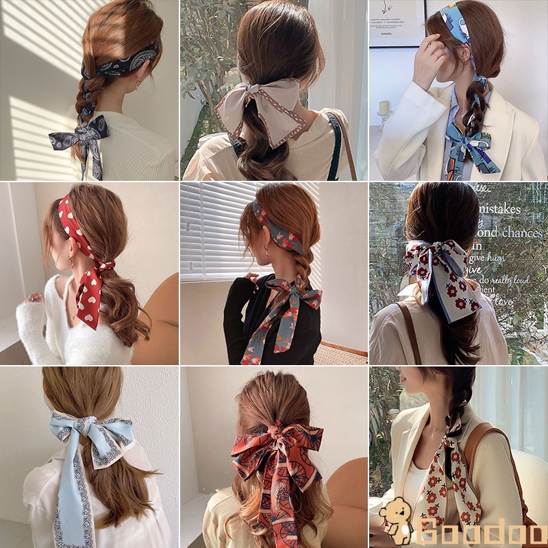Ikat kepala Syal Sutra Korea/Syal Satin Kelas Atas/Tas Kepar/Sorban/Ikat Rambut Tali /Twilly Scarf Korea Fashion Aksesoris Rambut-Doo