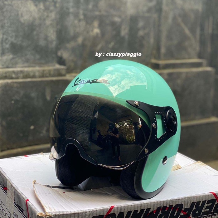 Helm Vespa Green Relax + Visor