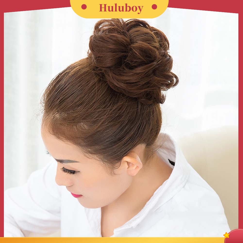 Wig Rambut Extension Bun Ponytail Elastis Model Gelombang Messy Untuk Wanita