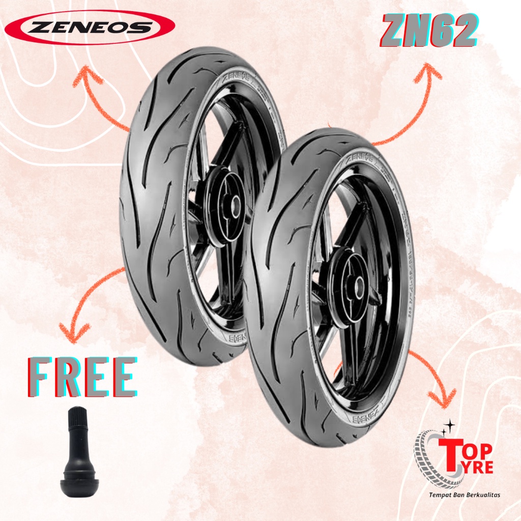 PAKET BAN MATIC RING 14 SEPASANG ZENEOS ZN62 90/80 100/80 TUBLES BAN MOTOR VARIO 150, VARIO 125,BEAT