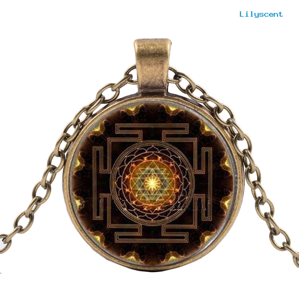 [LS] Mandala Kubah Kaca Liontin Kalung Fashion Budha Perhiasan Geometri Suci