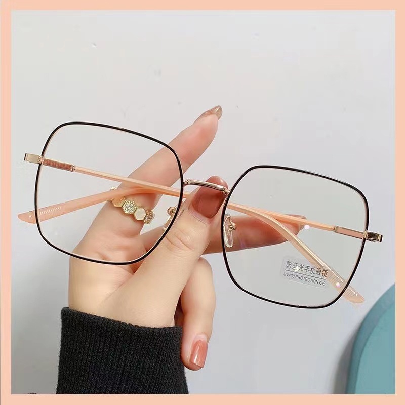 Kacamata Perlindungan Anti Radiasi BlueLight Wanita Pria Dan Wanita - Korean Square Metal Frame Eyeglasses