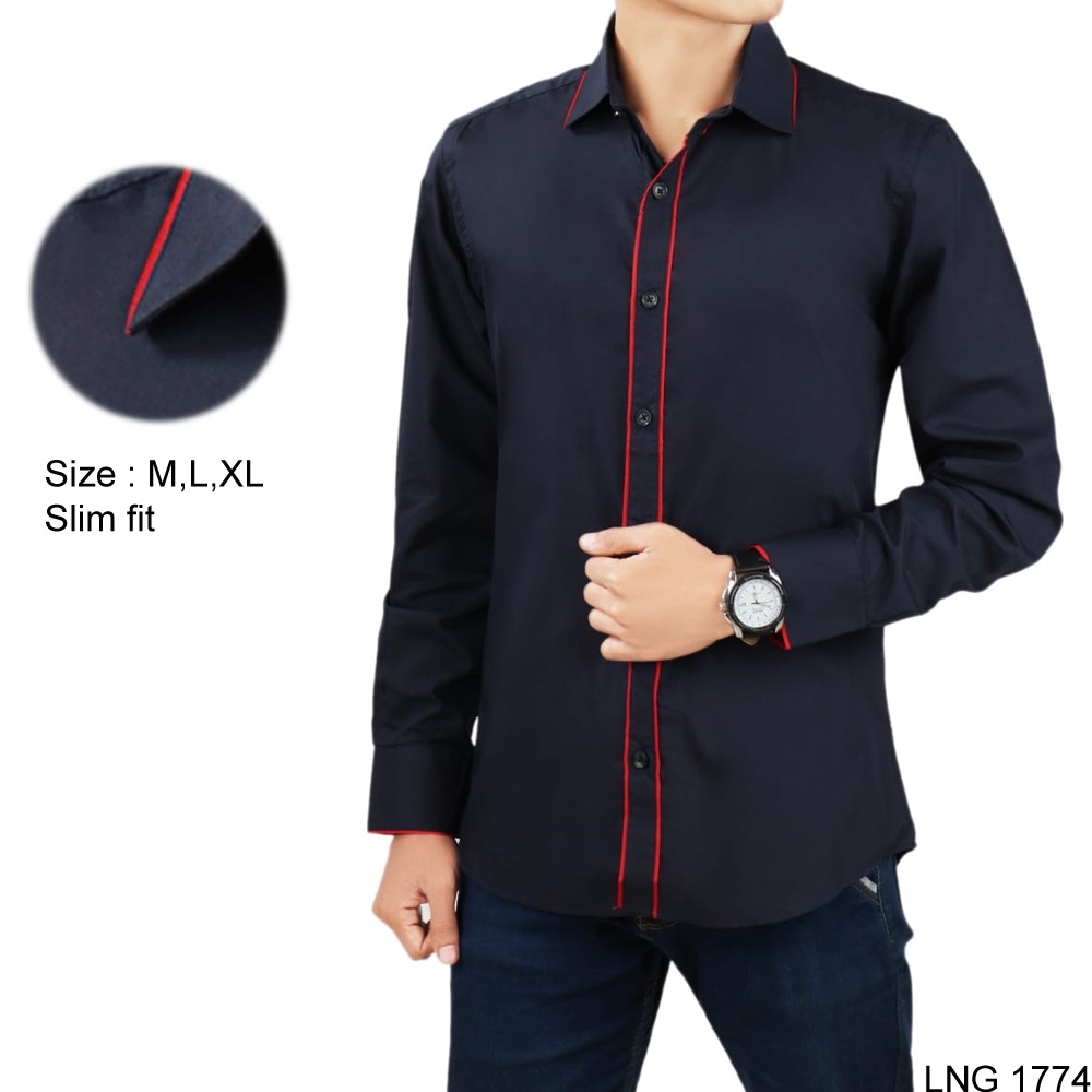 Kemeja Panjang Formal Polos Slimfit Pria Katun Coklat LNG 1765