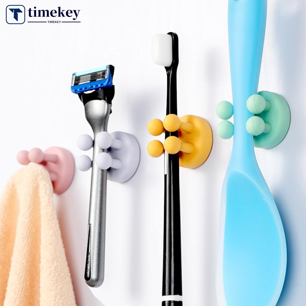 Timekey Self Adhesive Silicone Hook Mulus Kamar Mandi Dinding Pemegang Pintu Dapur Gantungan Bebas Pukulan Rak Handuk Penyimpanan Kait F4U3