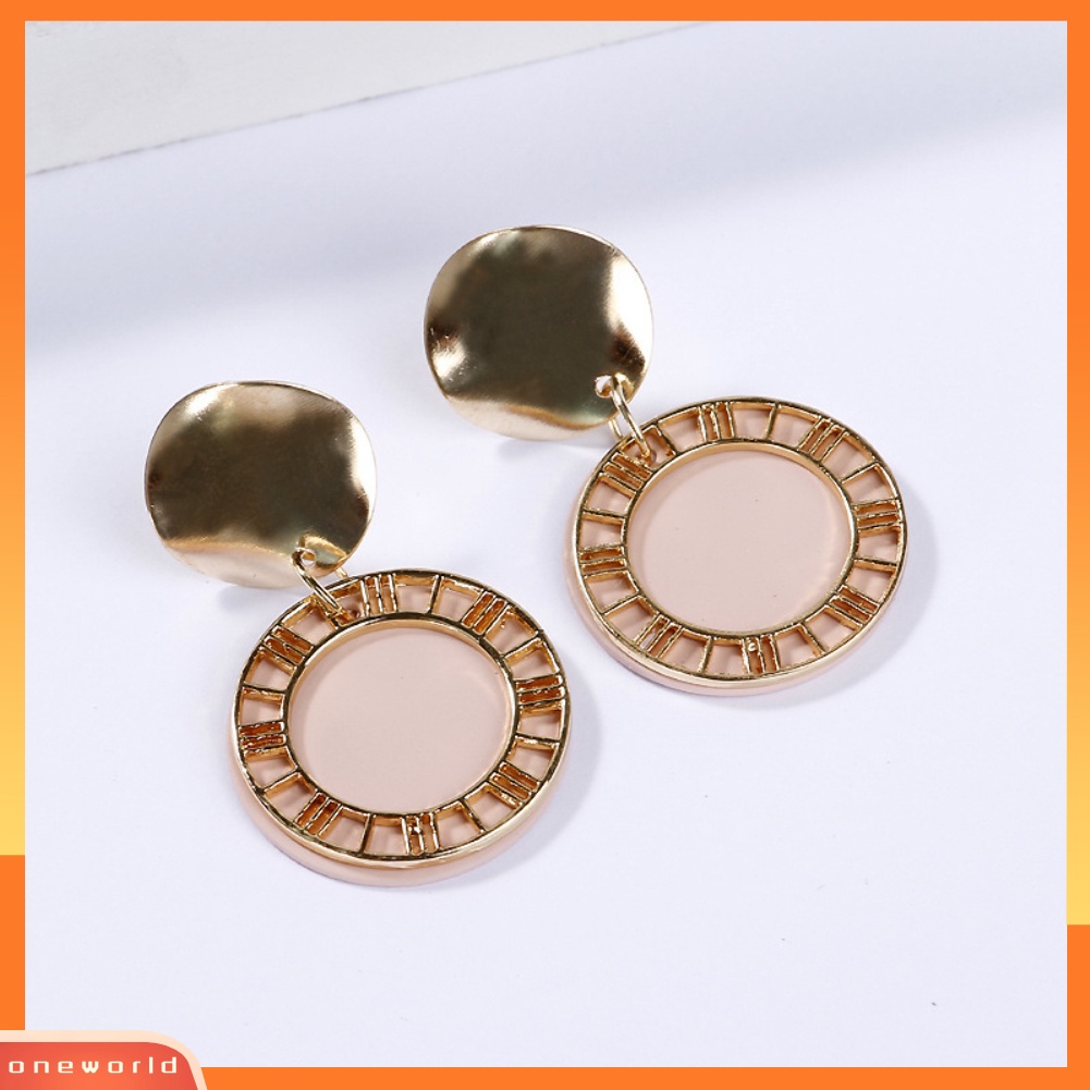 [WONE] Fashion Wanita Angka Romawi Bulat Menjuntai Drop Ear Stud Earrings Perhiasan Hadiah