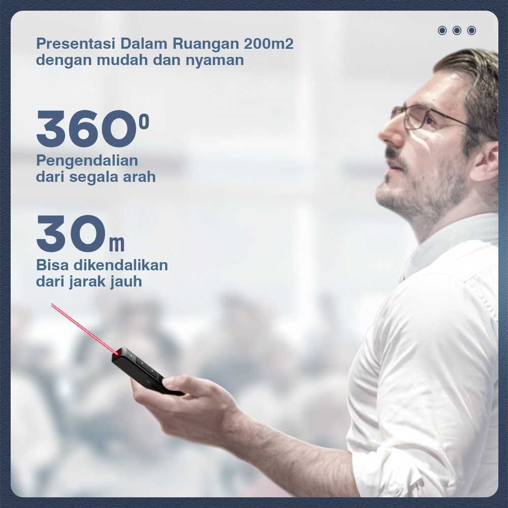 ( 100% BARANG ORI ) Deli Laser Pointer Presentasi Pen Slideshow USB Red Light 30 Meter - 2802