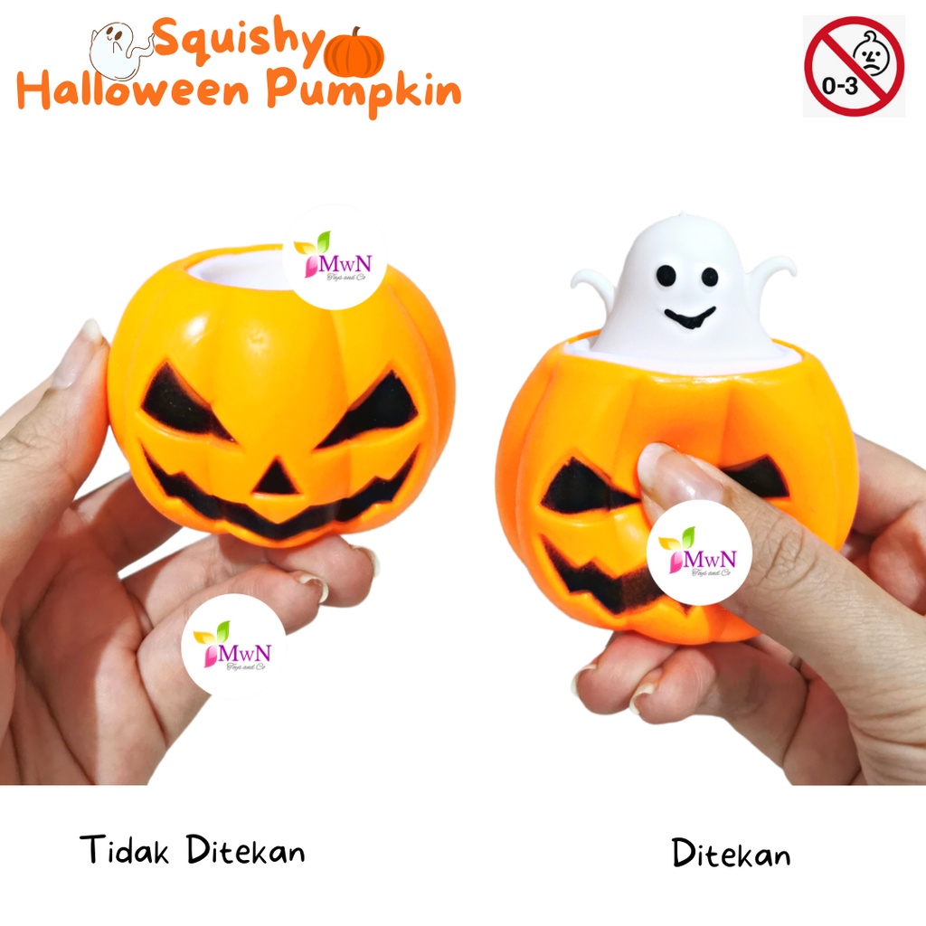 MWN Mainan Squishy Labu ada Hantu / Squishy Pumpkin Anti stress