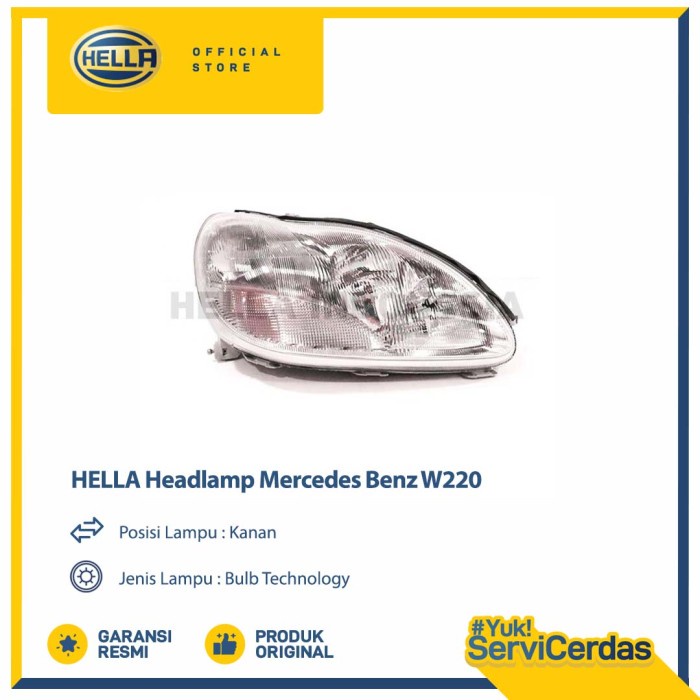 Lampu Headlamp Mobil Hella Mercedes Benz W220 (Kanan) - Lampu Depan Mobil