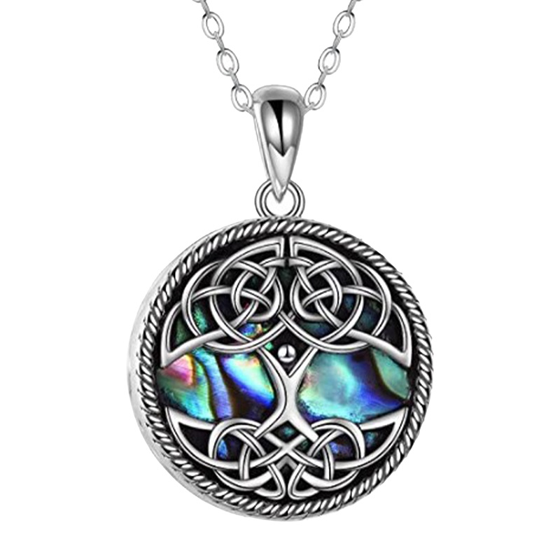 Pohon Kehidupan Guci Kalung Untuk Abu Sterling Silver Abalone Shell Cremation Memorial Perhiasan Wanita Pria