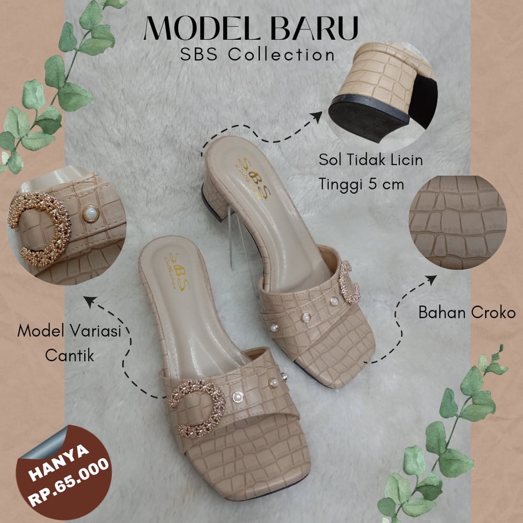 SENDAL WANITA SENDAL SLOP sendal hak tahu 5cm Sandal Untuk Undangan  sendal kokop wanita Model Vareasi By SBS Collection