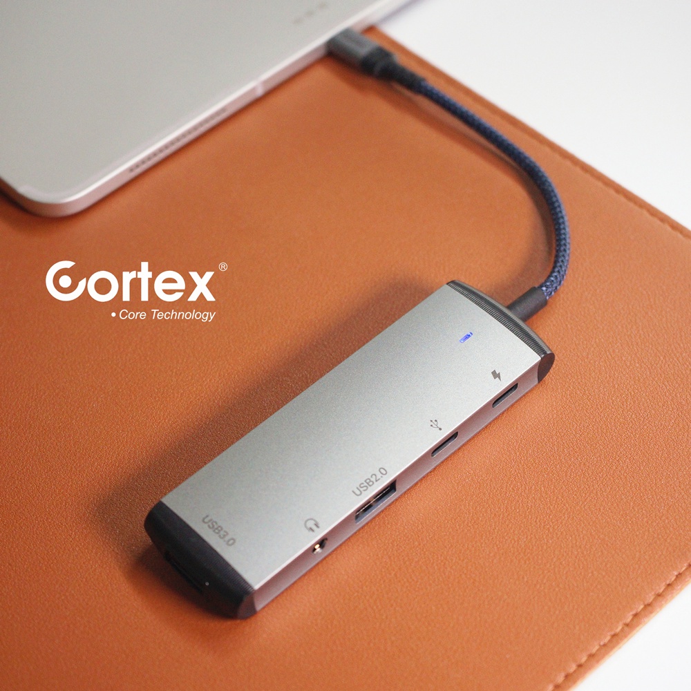 Cortex MH368 HUB Splitter 5IN1 TYPE-C to USB3.0 + 2.0 + Audio 3.5mm + TYPE-C Data With PD Charging 60W