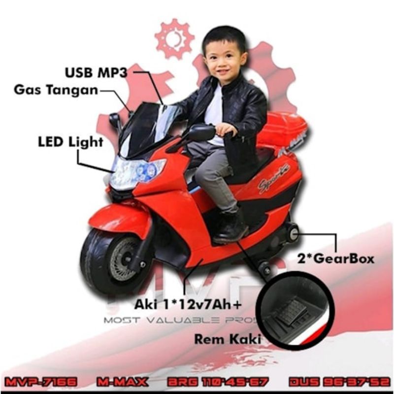 PROMO MVP7166 NMAX Mainan Kendaraan Anak Motor Aki Polisi Gas