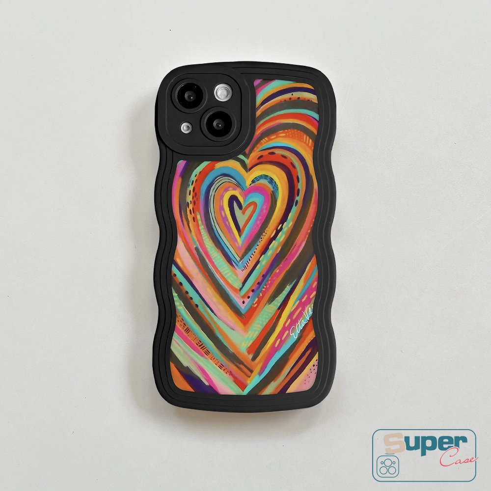 Case Samsung A04 A14 A04E A12 A50 A04s A13 A32 A50s A03s A23 A53 A22 A52 A52s A33 A02s A03 A21s A30s A20 A11 A51 M22 A31 M32 F22 Ins Gradasi Love Hati Smiley Lucu Wavy Edge Case