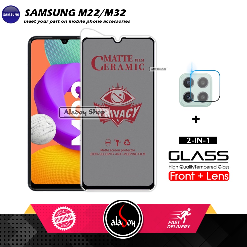 PAKET 2IN1 Anti Gores Privacy Samsung M22/M32 + Tempered Glass Kamera