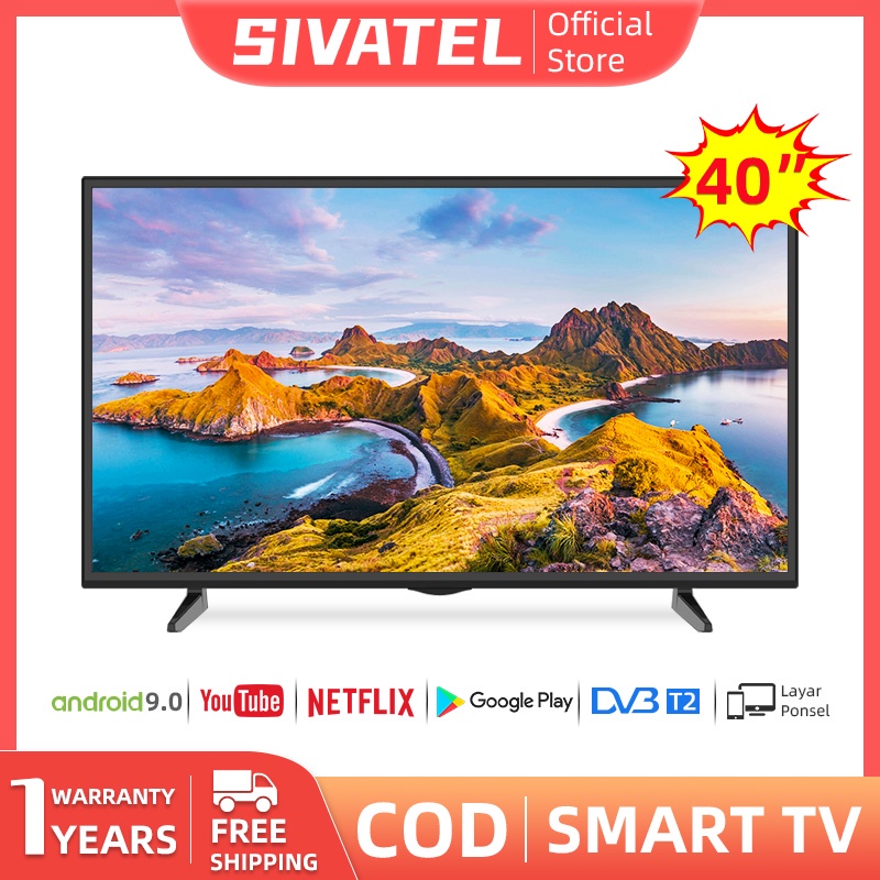 SIVATEL 40-inci HD 9.0Android Smart TV-Desain Tanpa Batas-Dolby Sound-Voice Control-WIFI--USB-HDMI-Y