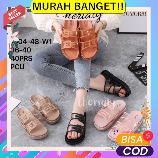 Sandal Selop Jelly Import Outdoor Model Beruang / Sandal Rumah Elastis Sandal Wedges Wanita Bahan Ka