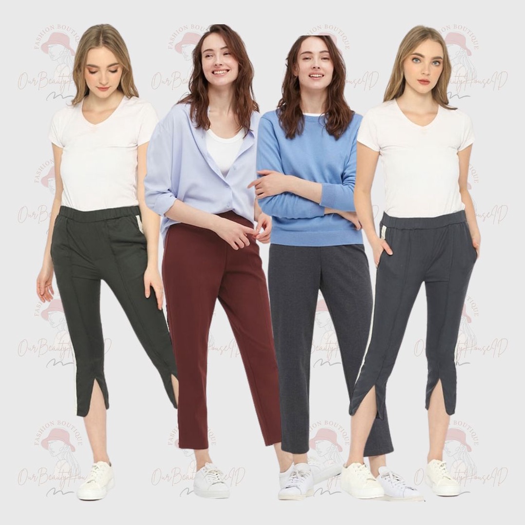 UNIQLO Celana Wanita Tulip Olive Green Ponte Pants
