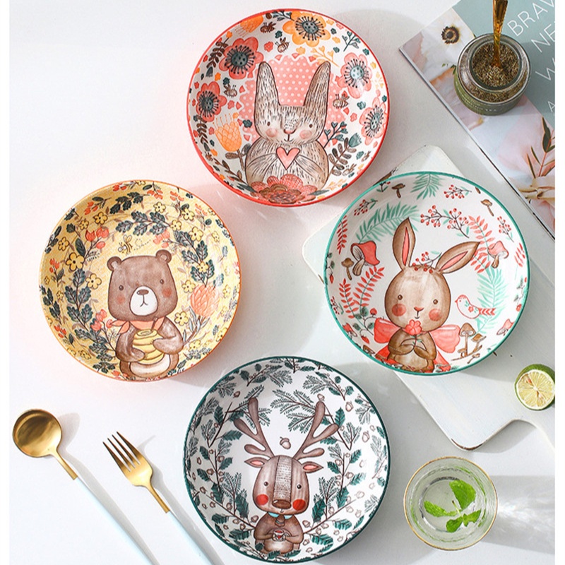 Piring Makan Keramik Nordic Dekorasi  Piring Dapur Desain Hewan Lucu