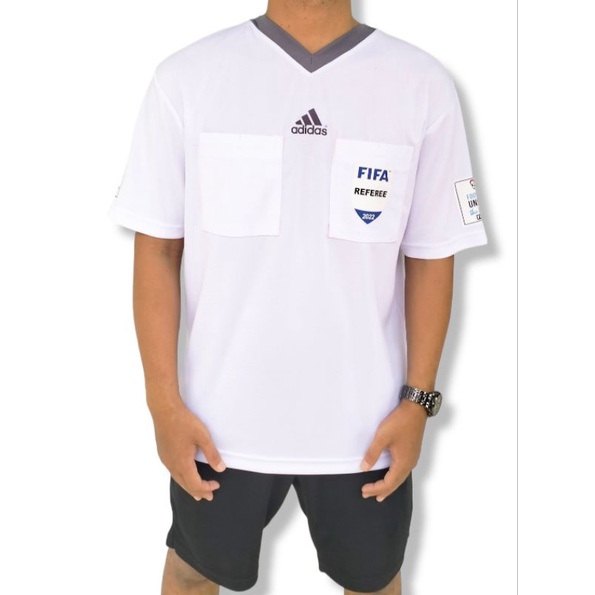 BAJU WASIT ADIDAS PIALA DUNIA 2022 ( LOGO : SAKU FIFA REFEREE 2022, KANAN FIFA WORLD CUP QATAR 2022, KIRI FOOTBALL UNITES )