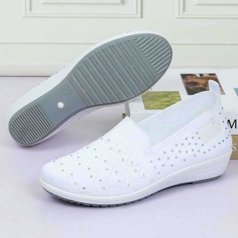 Sepatu Highsole Slip On Wanita Q3641 Flyknit Shoes Import Premium Quality