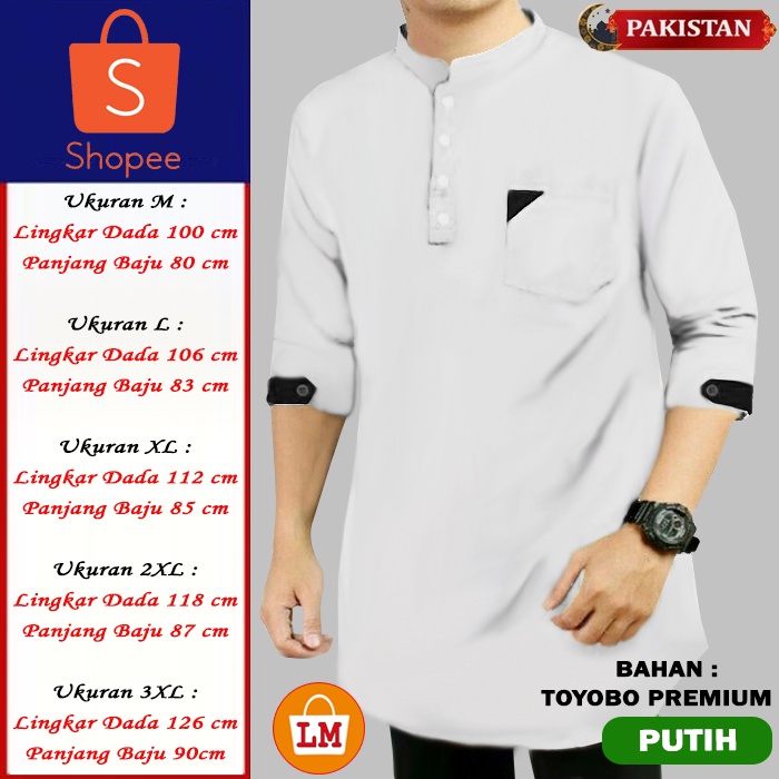 Baju Koko Pria Muslim QURTA PAKISTAN TOYOBO Premium JUMBO BIG SIZE Ukuran M-XXXL / 23448 23450 23452 23454 23457