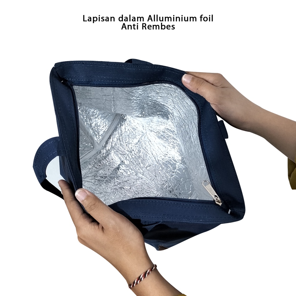 Tas Bekal Makanan Tenteng Aluminium Foil Lunch bag Anak Polos Cooler bag asip murah tas kotak makan