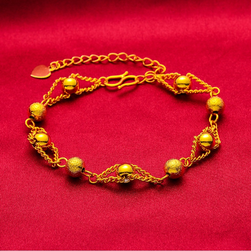 Goldkingdom Perhiasan Fashion Emas Asli Kadar 375Bangkok Aksesoris Ready Stock Gelang Manik Transshipment Wanita Baru Dengan Passepartout Berlapis Emas