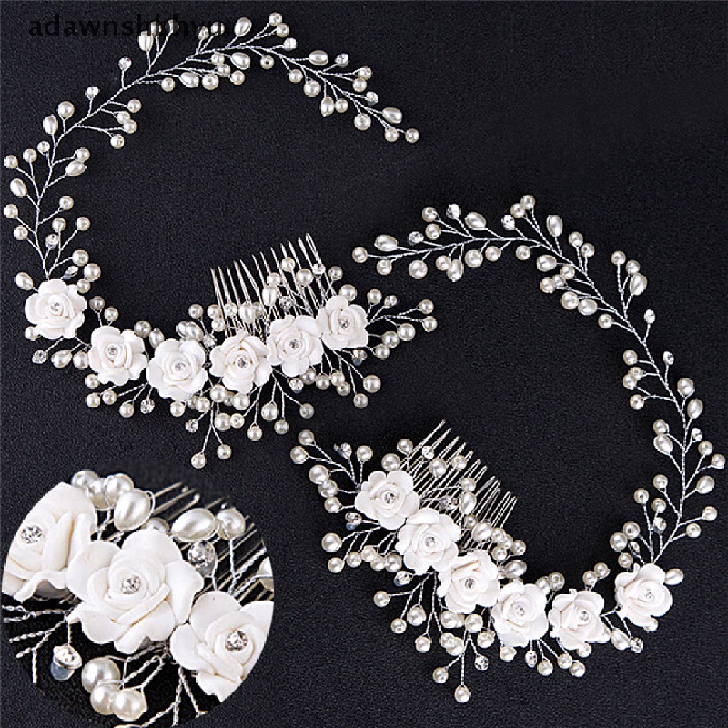 Adawnshbhyu Perhiasan Rambut Pernikahan Untuk Bridal Pearl Hair Comb Hand Made Hair Accessory New ID