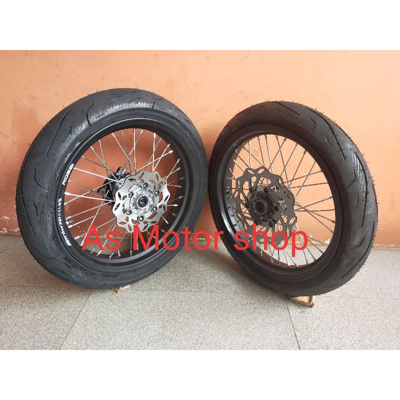 VELG SET KLX150 D-TRACKER 250 300 RING 14 TROMOL SET FREE CAKRAM DEPAN BELAKANG PLUS BAN LUAR DALAM
